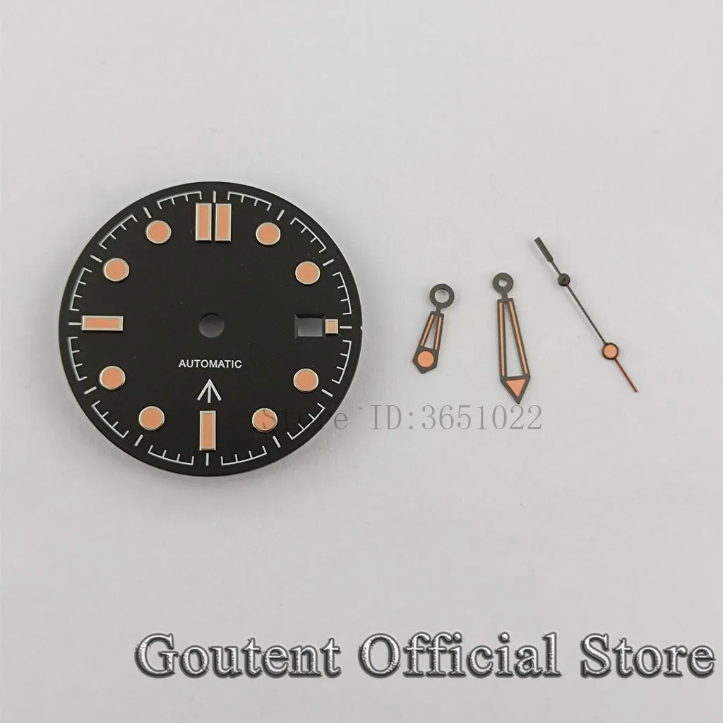 Goutent 31mm Sterile Black/Blue Watch Dial With Hands Fit NH35 NH36 ETA2824 Pt5000 2836 Miyota 8215 821A DG2813/3804 Movement