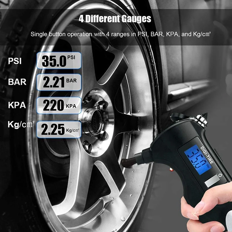 2X 5-In-1 Digital Tire Pressure Gauge,150PSI With Multi-Functional Rescue Tools Of LED Flashlight,Bottle Opener