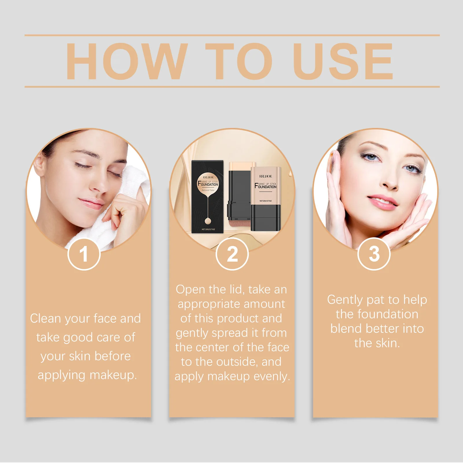 Eelhoe Foundation Makeup Stick Series Deeply Hydrating Long Lasting Wear Full Coverage Waterproof Base Cosmetic Foundation Stick