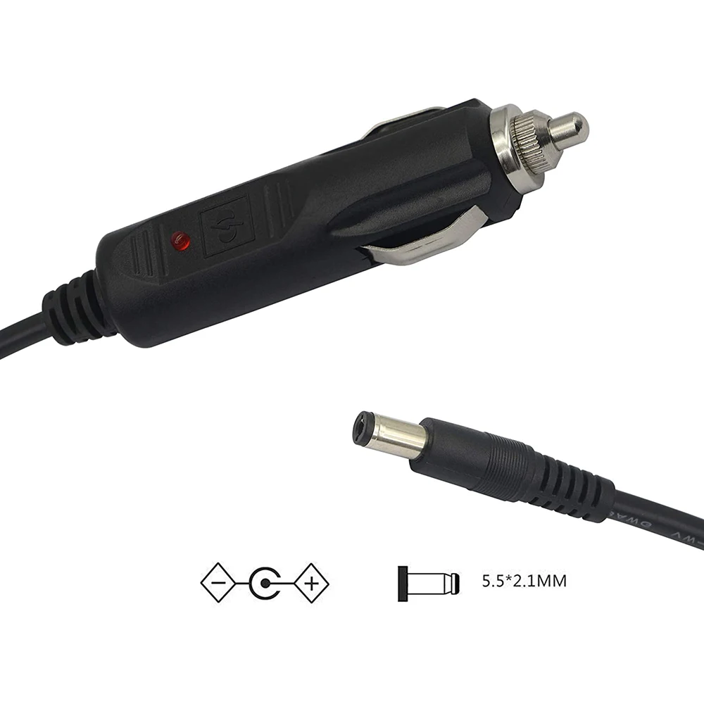 تيار مستمر 5.5x2.1 مللي متر شاحن سيارة امدادات الطاقة الحبل-12 فولت-24 فولت 150 سنتيمتر ولاعة السجائر ذكر التوصيل إلى تيار مستمر موصل 5.5x2.1 مللي متر كابل