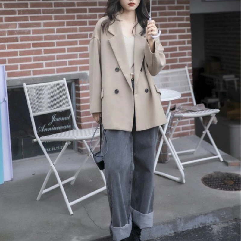 Blazers Woman Casual Daily Fashion Office Lady Autumn Korean Style Simple Ins Solid Long Sleeve Basic All-match Retro New Loose