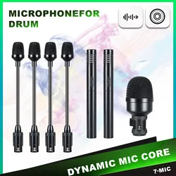 Paper Box 5pcs/7pcs Instrument Drum Wired Dynamic Drum Microphone Kick Bass, Tom/Snare&Condenser Mic Instrument Cymbals Mic Set
