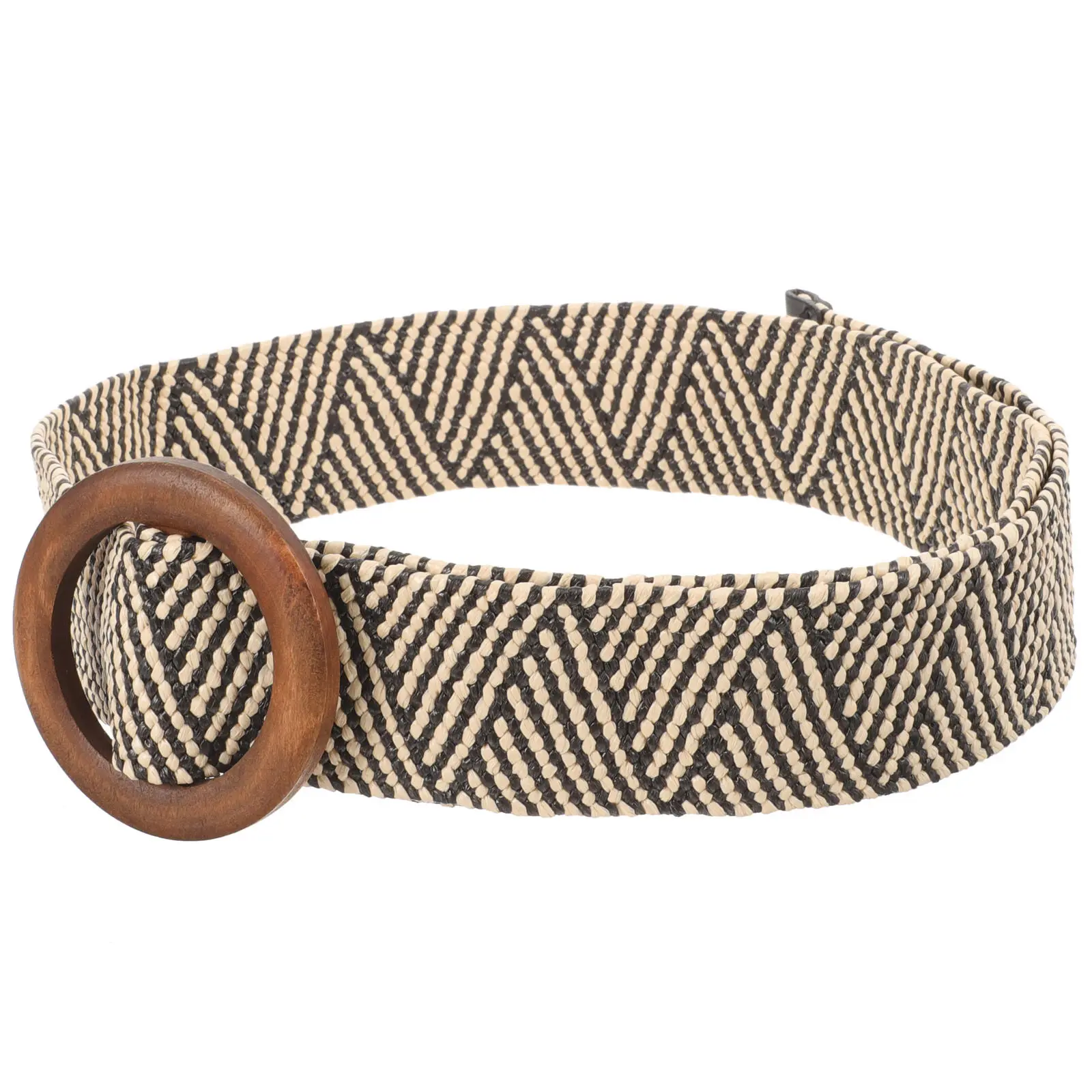 

Women Wide Waist Belt with Elegant Wood Buckle Woven Elastic Design Stylish Dress Belt for Daily Wear Spring Summer Autumn
