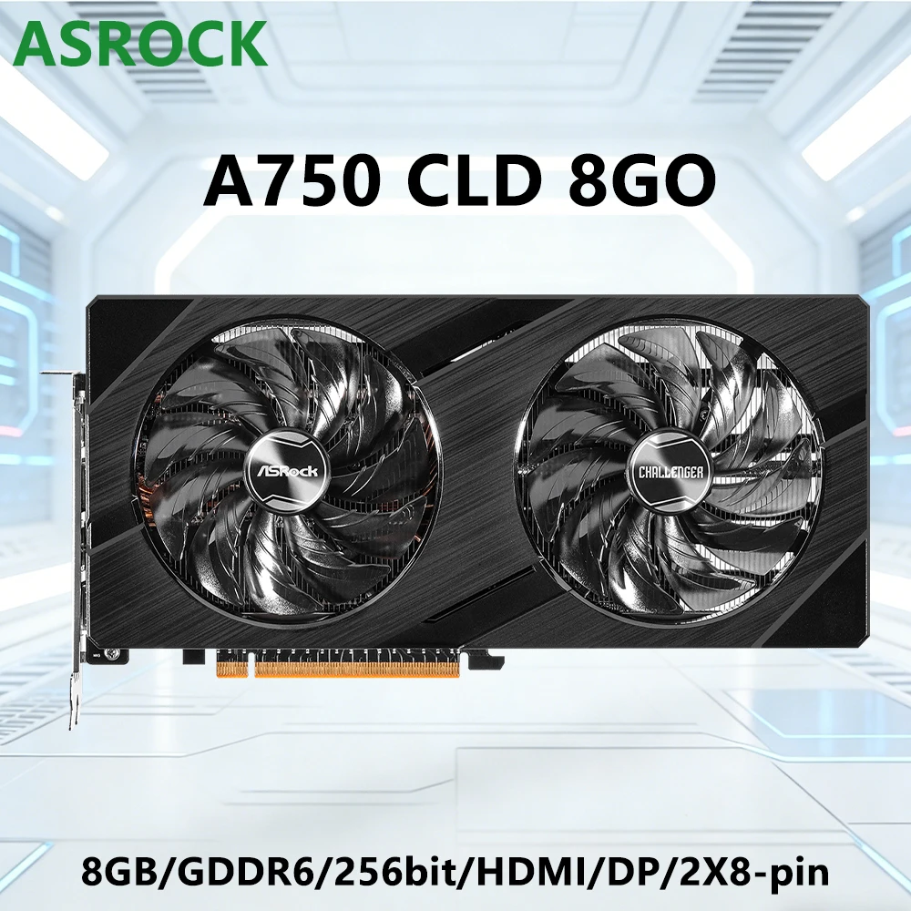 ASROCK A750 CLD 8GO Graphics Card Intel Arc™ A750 8GB CPU Support PCI-E 4.0 8GB GDDR6 256-bit 2x8-pin HDMI DP 2200MHz Desktop