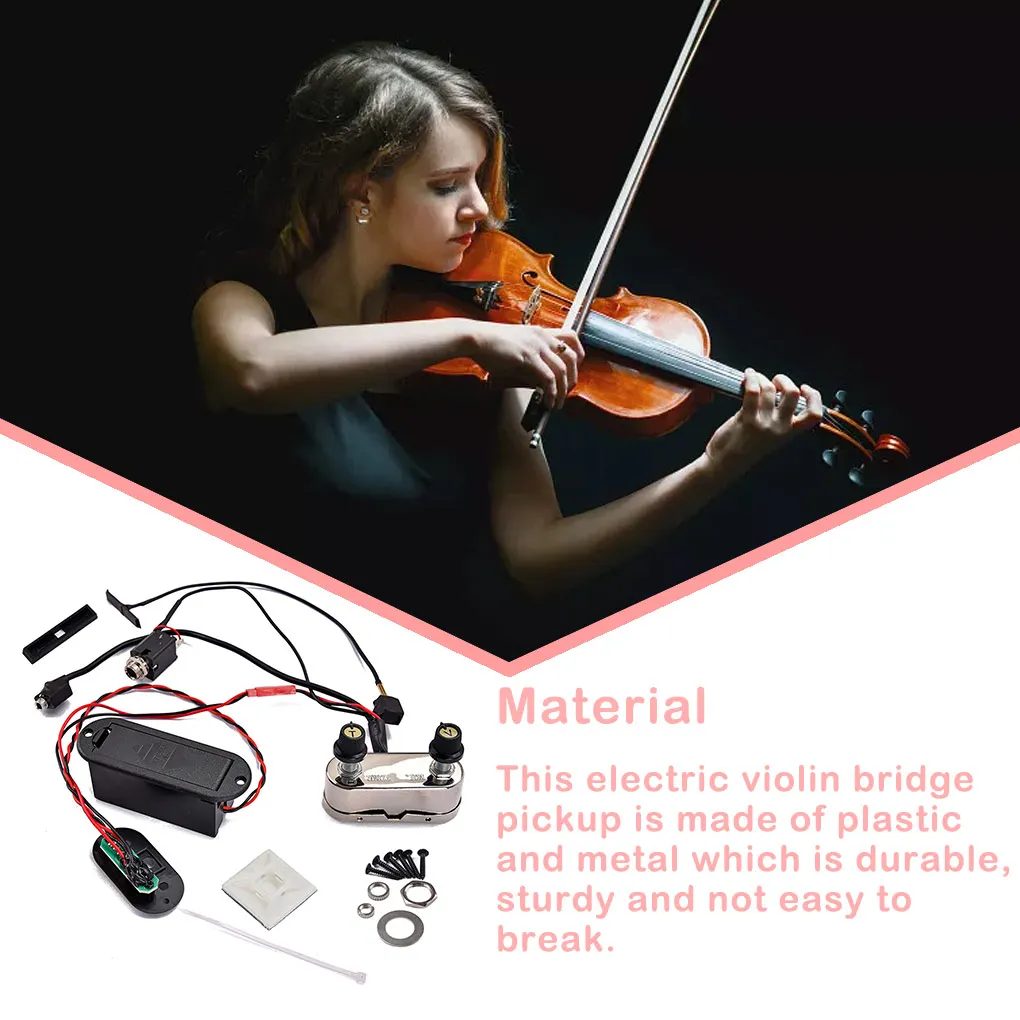 Electric Violin Bridge Pickup Amplifier 4/4 Violins String Tone Volume Modify Replacement Parts Music Playing for Performance