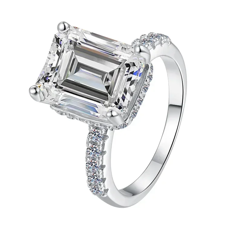 Eldorado Gold  Eldorado Gold Women's Emerald-Cut Moissanite Exaggerated Irregular Ring 5/10CT Diamond-Like Sparkle Unique Design