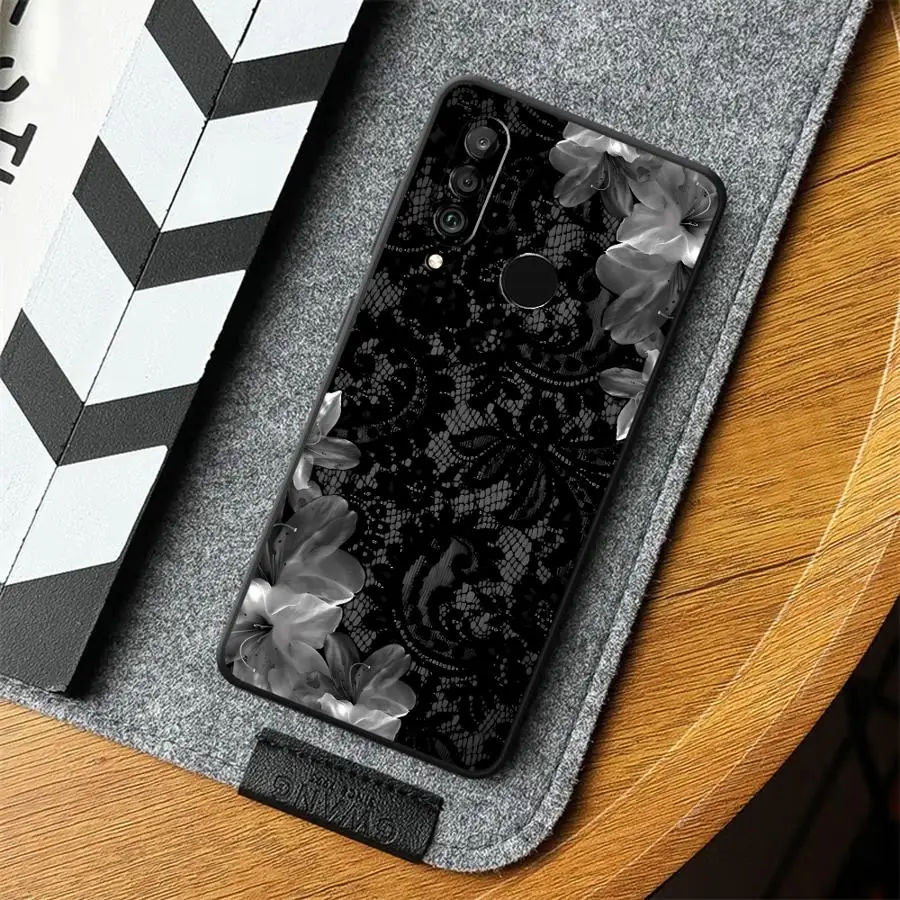 Case for Huawei P20 P40 Lite P30 P20 Pro P20 Lite 2018 P Smart 2019 Funda Phone Cover Black Floral Lace