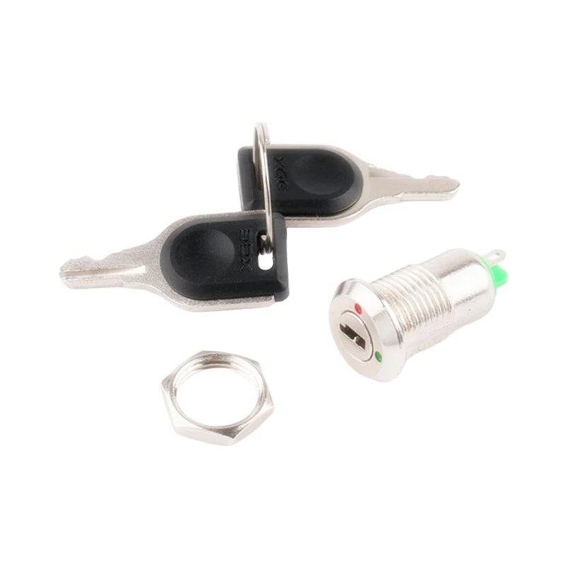 Y9UC Professional Keyed Power Control Switches 12mm Mounting 2 Pin Connection for Motors Equipment Gokarts Motorcycle Vehicle
