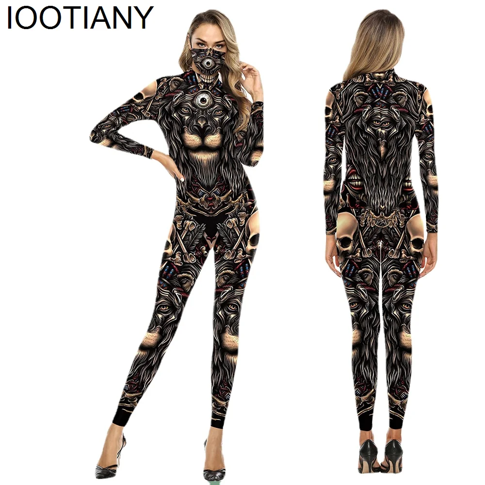 

Sexy Elastic Bodysuit Halloween Cosplay Stage Costume Leopard 3d Printed Playsuit Fitness Women Gym Sport Bodycon Jumpsuits 2024