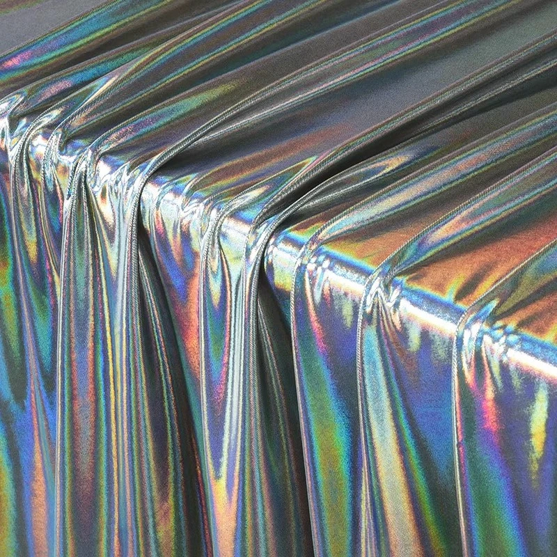 

Silver Iridescent Fabric Handmade for Home Sewing Stretch Soft Reflective Waterproof Wear Fashion Decoration Crafts Materials