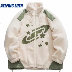 Aelfric Eden Smile Stars Space Jacket, Hip Hop Streetwear Coat, Harajuku Jacket, Zipper Up Turtleneck Outwear, Winter Jacket, 2023