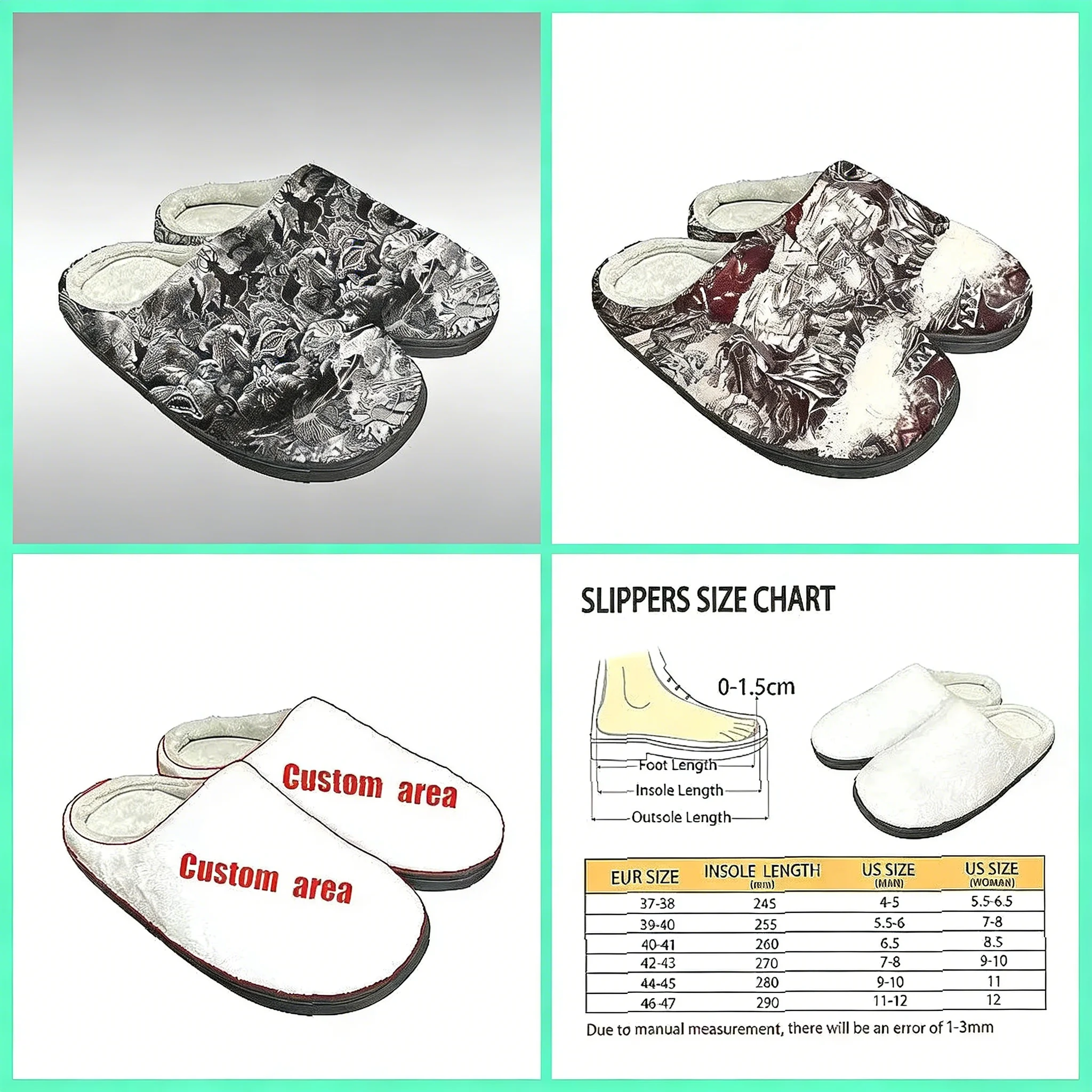 

Custom Berserk Slippers for Adults Polyester Plush Unisex Indoor Home Shoes Warm Comfortable