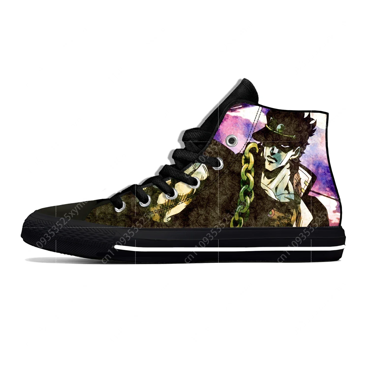 

Japanese Anime Jojo Bizarre Adventure Kujo Jotaro Casual Cloth Shoes High Top Lightweight Breathable 3D Print Men Women Sneakers
