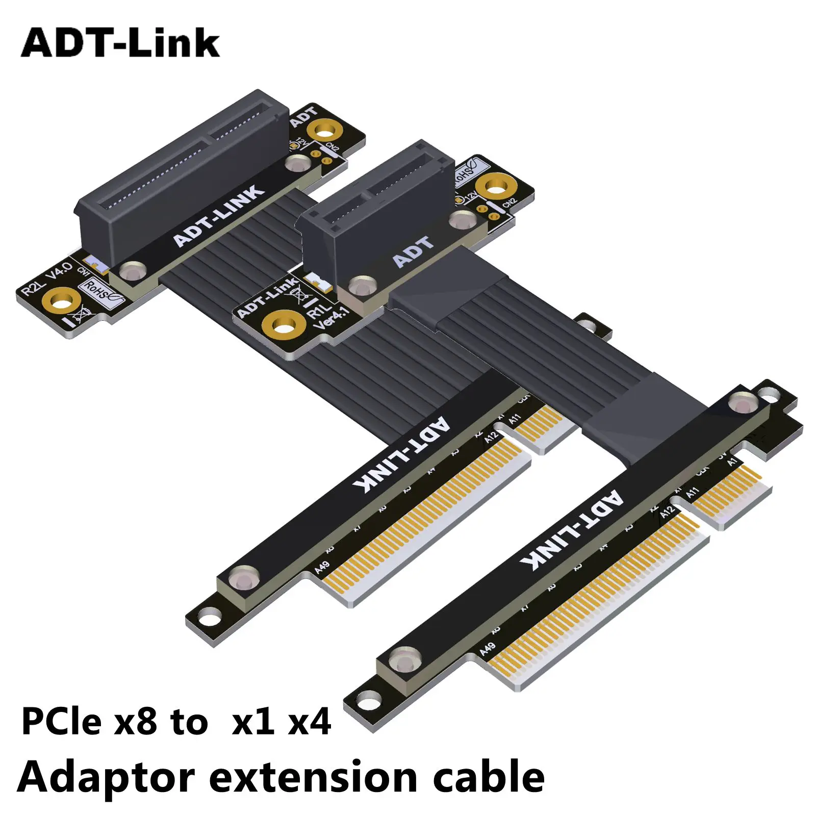 

ADT New PCI Express 4.0 3.0 x8 to x1 x4 Riser Extension Cable PCI-E x8 to x1 x4 SSD Riser Network Card Adapter for 1x 4x 8x Slot