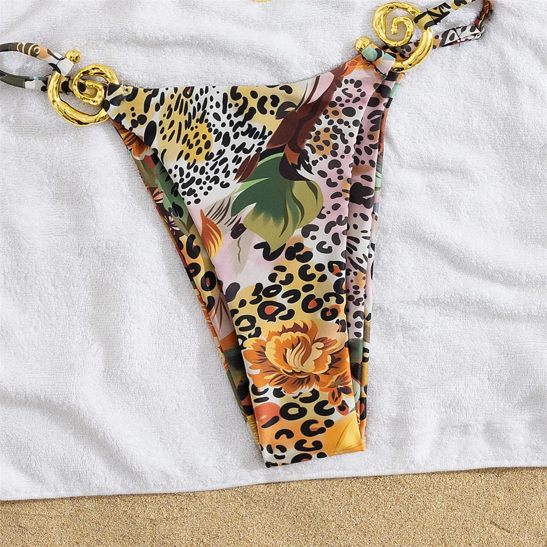 S - XL, Leopardenmuster, Neckholder-Bikini, Damen-Badebekleidung, zweiteiliges Bikini-Set, Damen-Badeanzug, gepolsterter Badeanzug, Badebekleidung, Schwimmbekleidung, V7548. – Detail 5