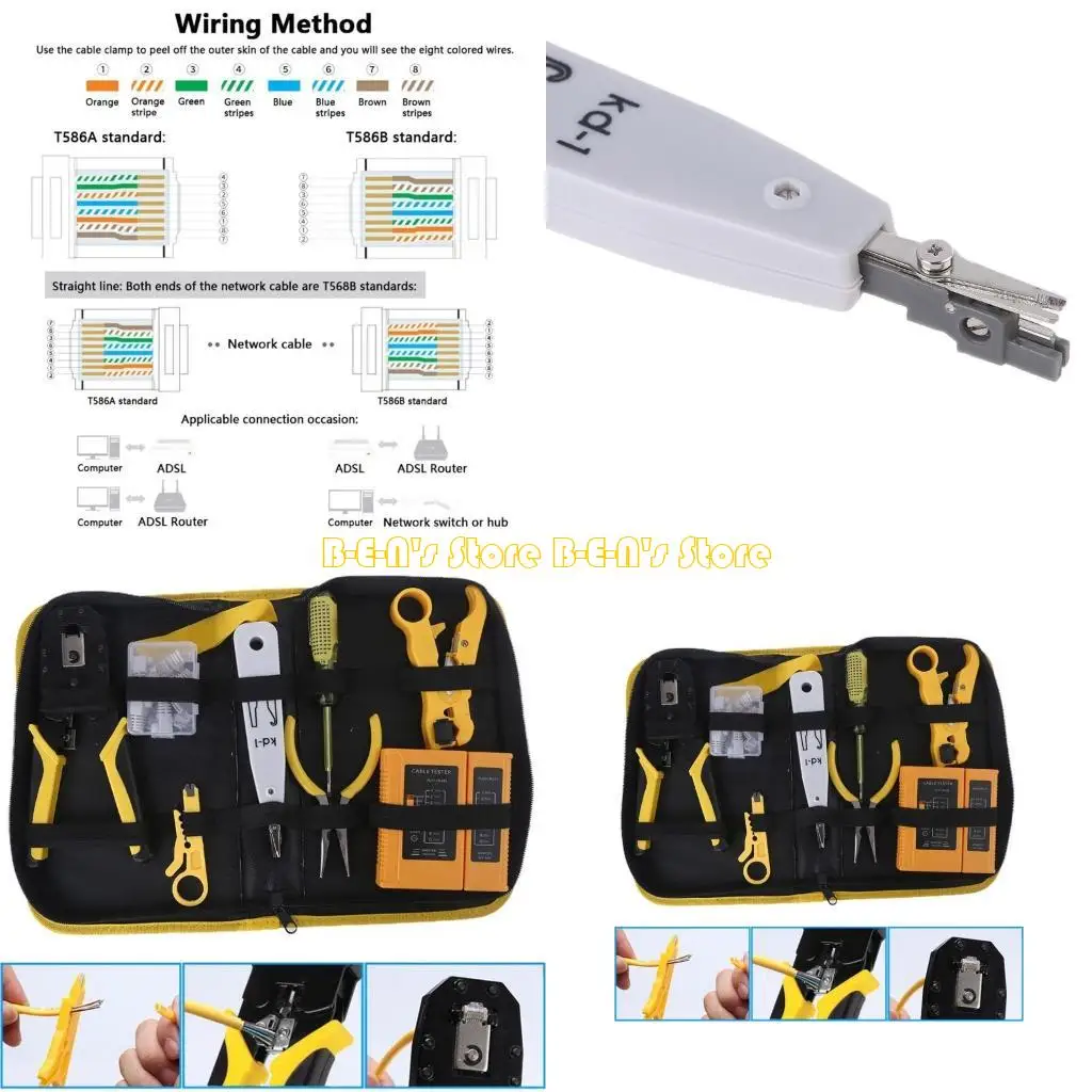 Y1AD Dual-use Cable Tester Crimper Suppress 8P/6P/4P RJ11/RJ45 Crystal for He