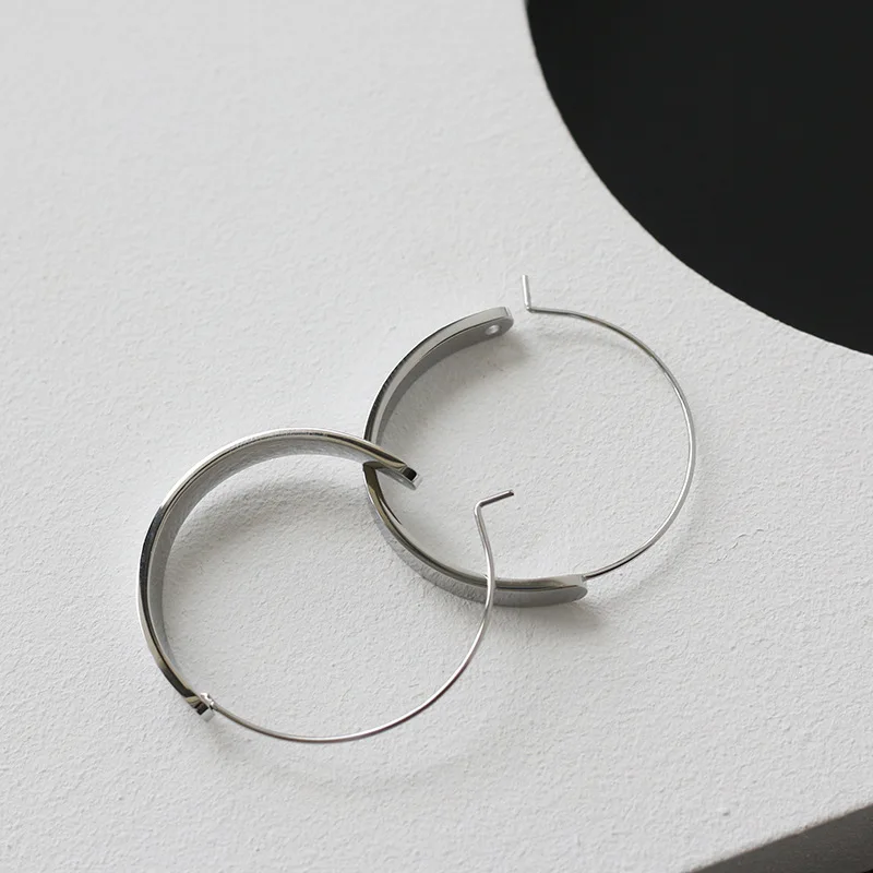 316L Stainless Steel French Geometry Simple Glossy Circle Earrings For Women New Trend Luxury Non-fading Jewelry