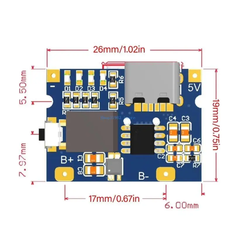 L4MA 5V 2.4A USB Typec USB STEP UP POWER MODULE LITHIUM BUTTION