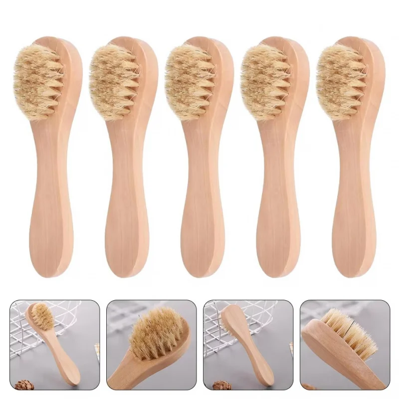 1/3/5Pcs Cleansing Face Brush Wooden Animal Hair Facial Deep Cleansing Massage Care Tool Face Washing Product Skin Care Brush