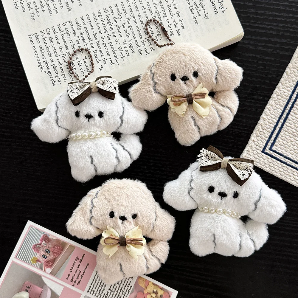 

Cute Plush Dog Pendant Prize Campus Girl Heart Knot Bag Accessory High Aesthetic Value Dog Fashion Jewelry Accessory