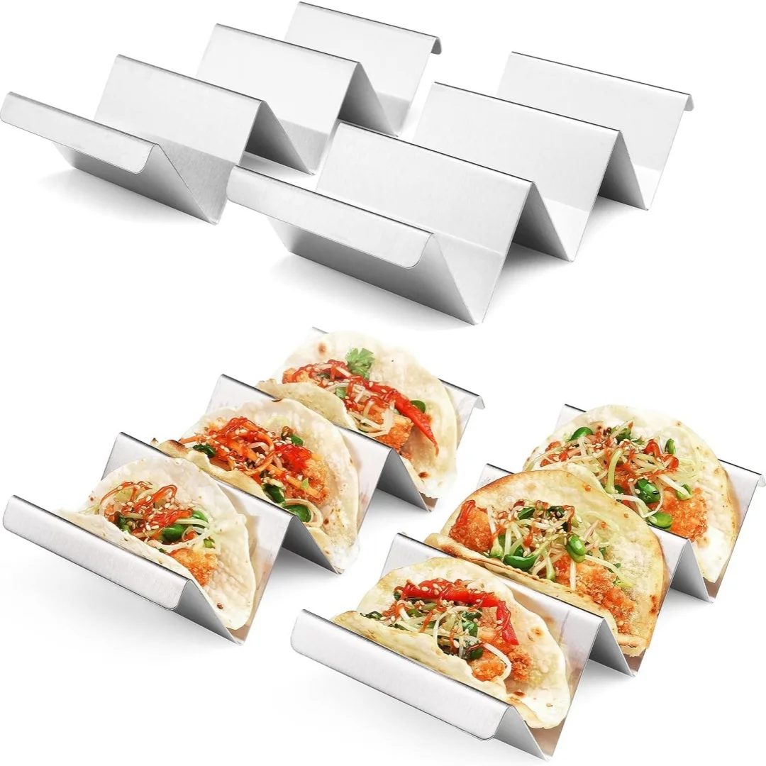 2pcs/6pcs Stainless Steel Taco Stand Stainless Steel Stand Tray Holder Tortilla Burrito Holder Each Can Hold 2-3 Burritos