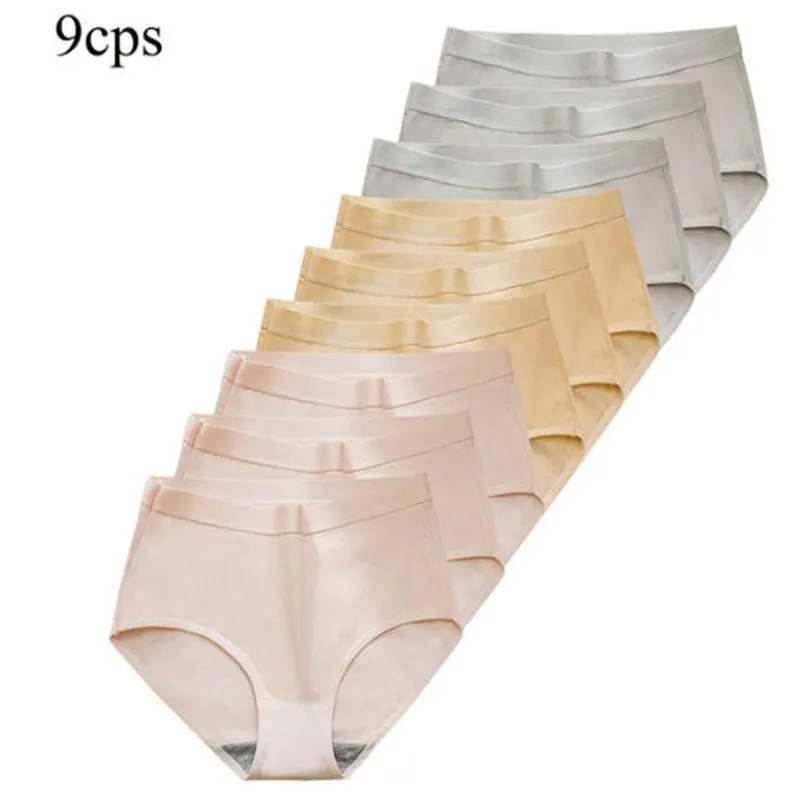 9Pcs Comfortabele Vrouwen Slipje Katoenen Slips Stretch Ondergoed Hoge Taille Broek Comfort Lingerie Vrouwelijke Underpants Soft