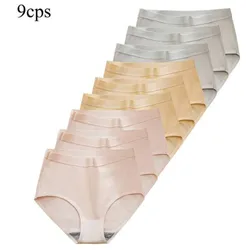 9Pcs Comfortabele Vrouwen Slipje Katoenen Slips Stretch Ondergoed Hoge Taille Broek Comfort Lingerie Vrouwelijke Underpants Soft