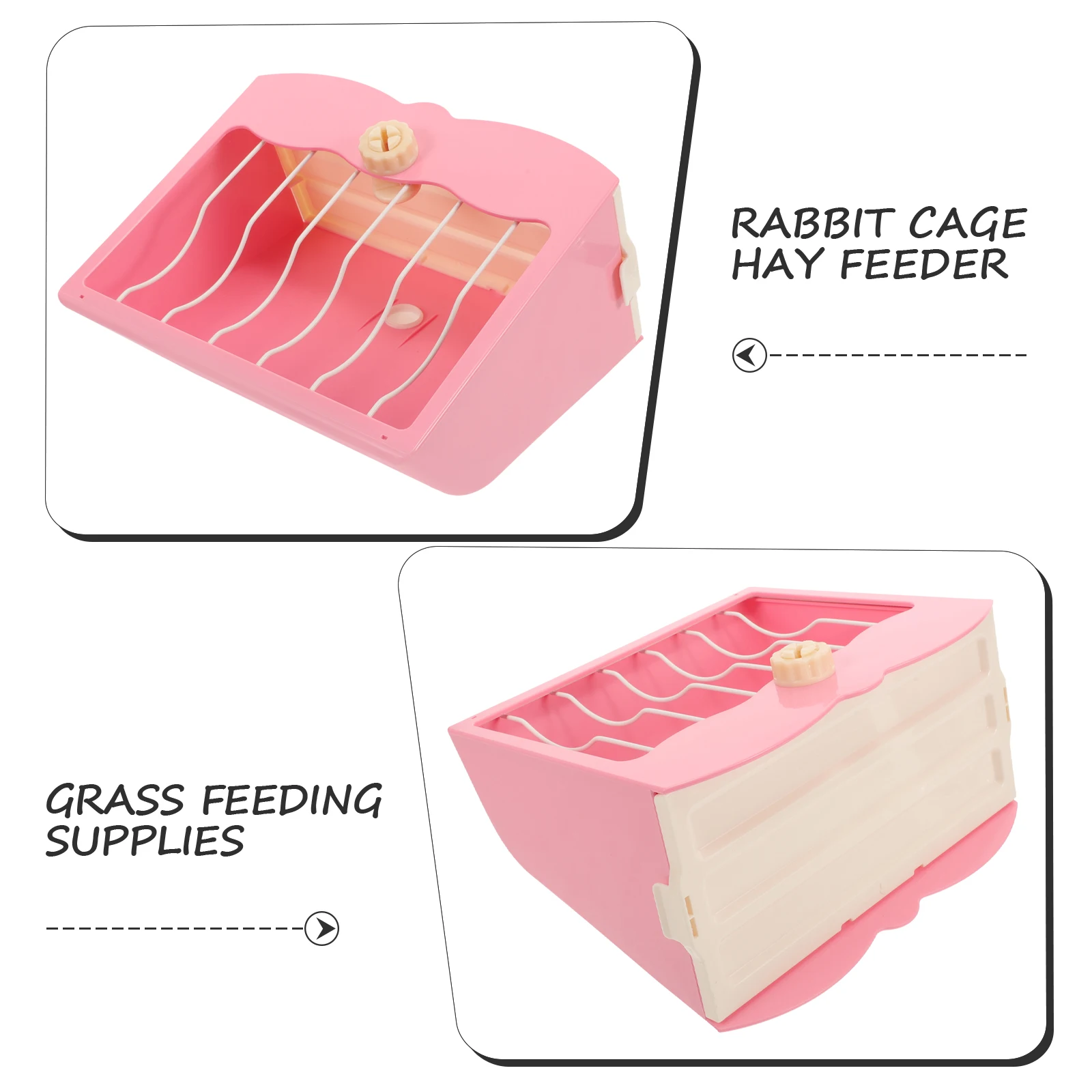 

Rabbit Grass St Bunny Container Pink Storage Feeder Guinea Pig Hay Rack Cage Supply Pet Food Dispenser Less Wasted Box Slow