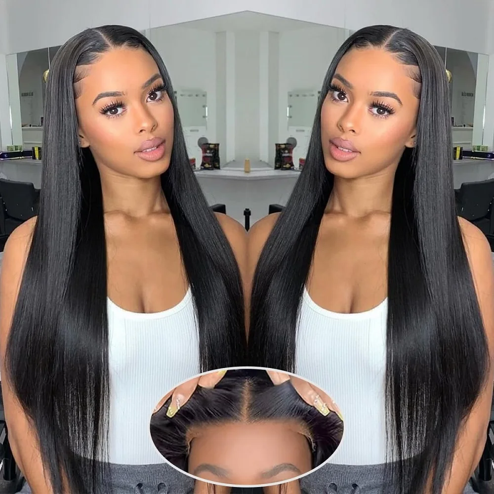 

Pre Cut Lace 7x5 Glueless Wig Lace Wigs Human Hair 200% Density Ready to Wear Straight Wigs For Beginners Ready To Wear No Glue