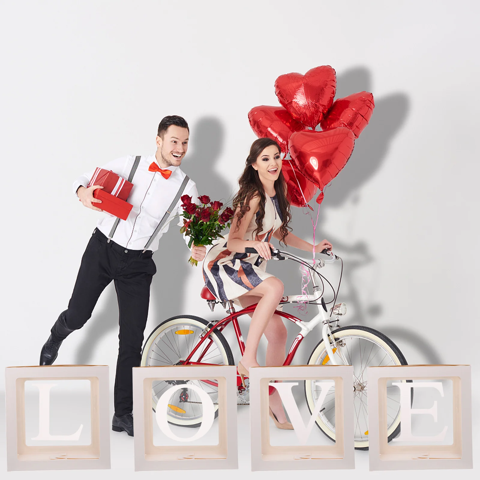 

1 Set Portable Balloon Paper Boxes With Clear Window Scene Layout Props For Party Wedding Storage Box For Balloons Photo Prop