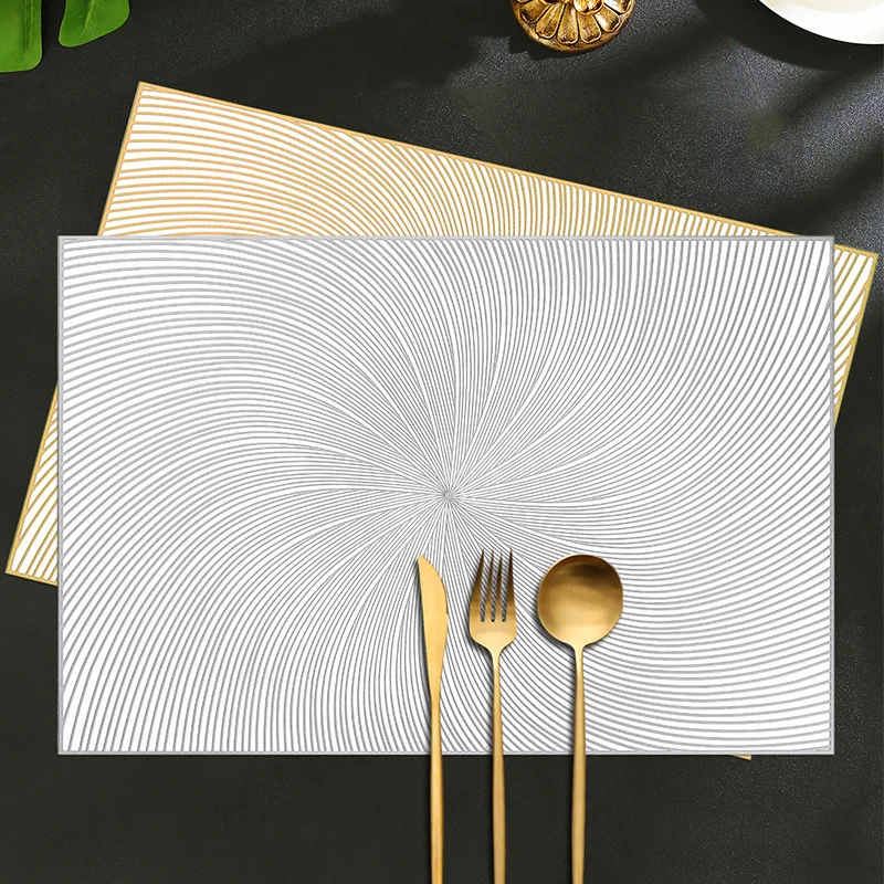 Rotating Line Pattern Placemat Hot Stamping PVC High-end Feel Light Luxury Coffee Tea Dining Table Decor Mat Waterproof Coaster