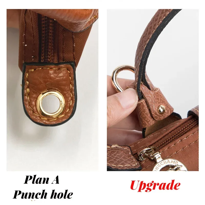 Bag Strap for Longchamp Mini Bags Genuine Leather Shoulder Strap Free Punching Modification Bag Strap Transformation Accessories