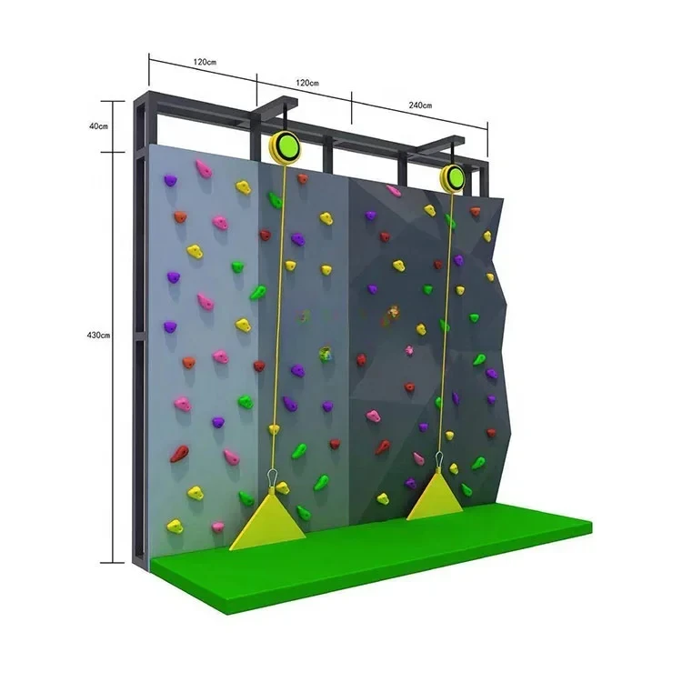 Popular Kids Rock Amusement Equipment Indoor Climbing Wall With Descending Device