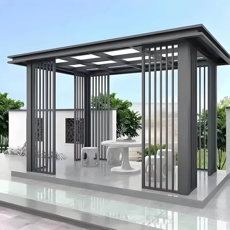 Outdoor Aluminum Pergola Gazebo Pavilion Garden Smart Louvered Roof Waterproof Patio Shade Structure Custom Size