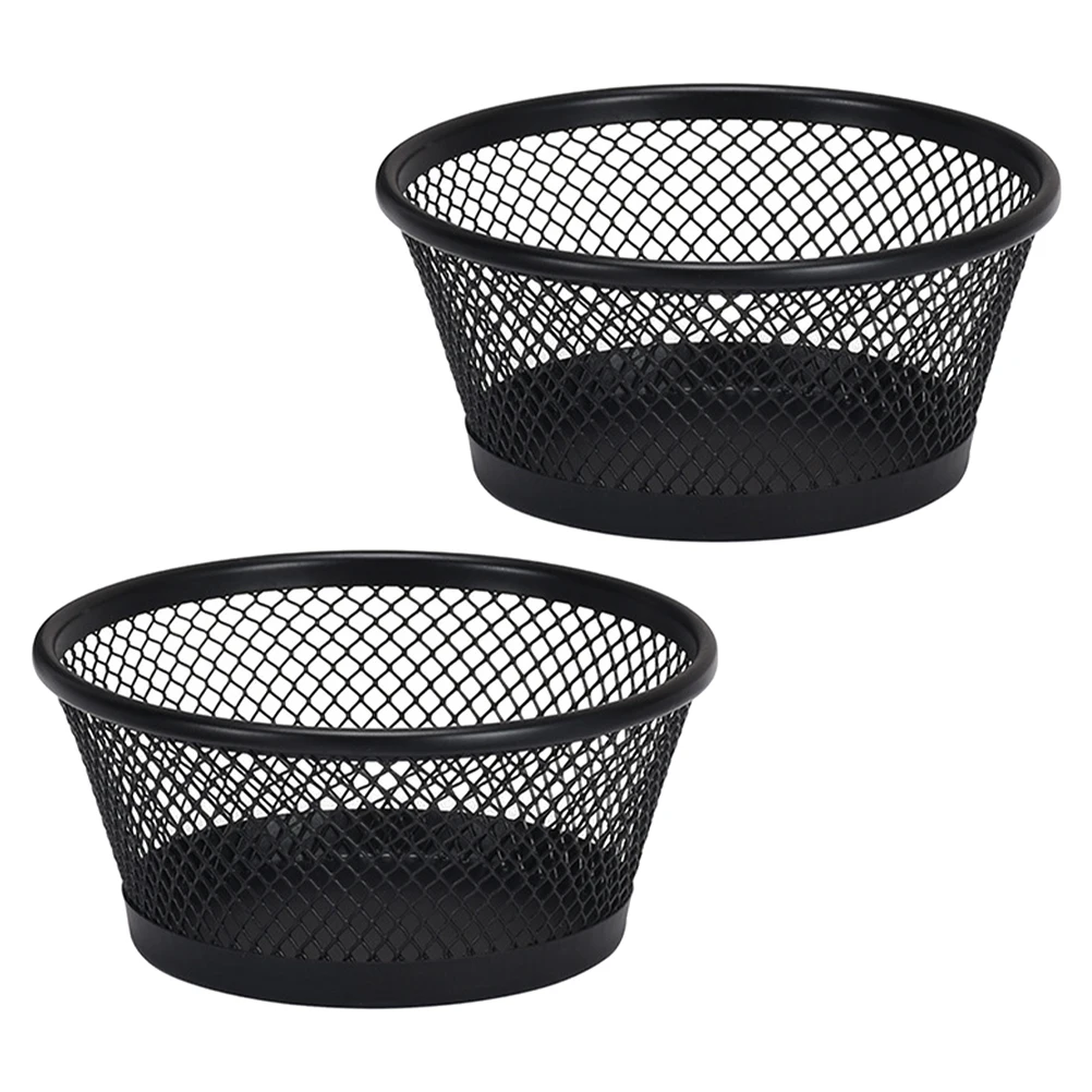 2pcs Paper Holder Wrought Iron Storage Bin Office Organizer Paper Clip Container Container Mesh Dispenser