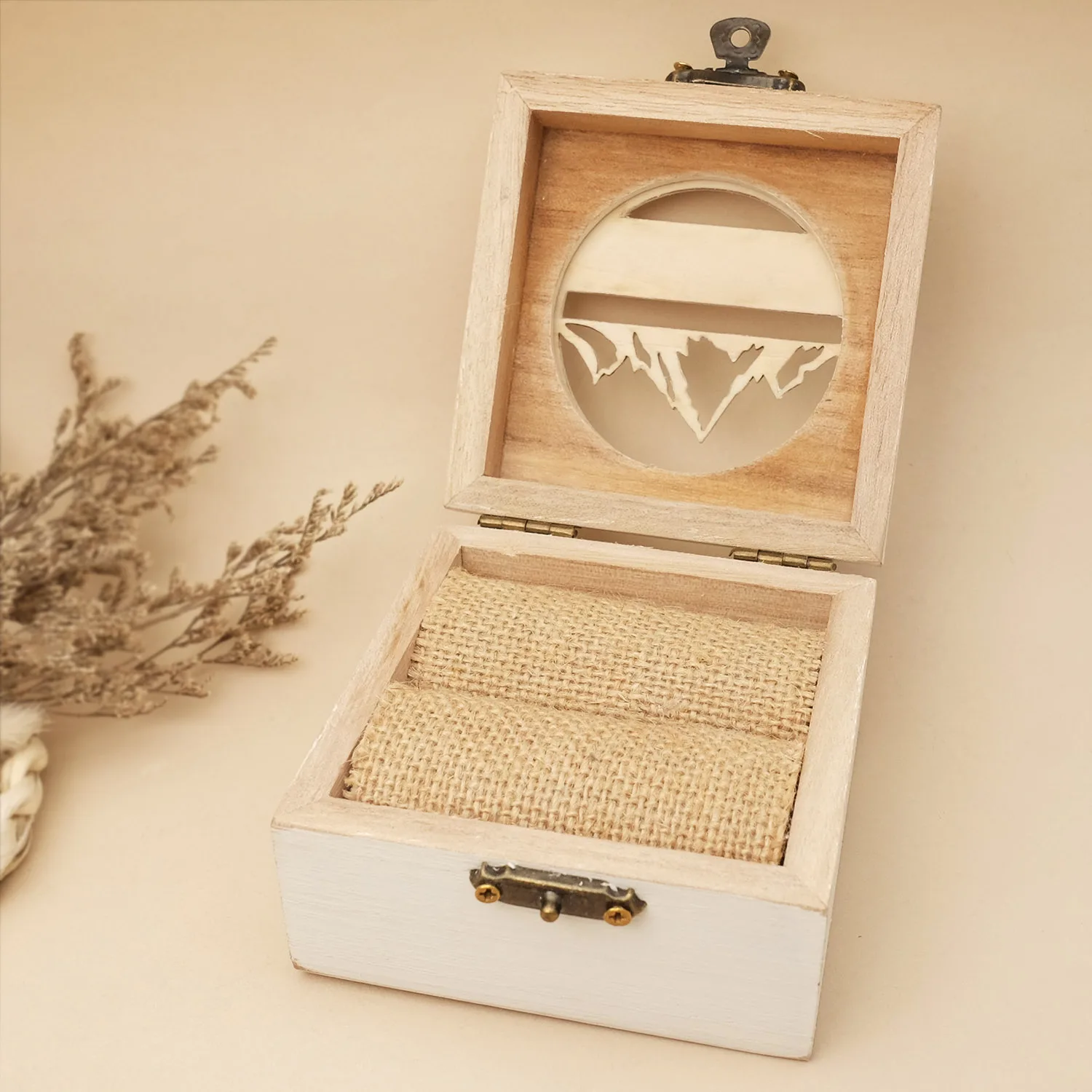 Personalized Wedding Rings Box, Engraved Wood Ring Bearer, Custom Engagement Ring Holder, Vintage Wedding Box