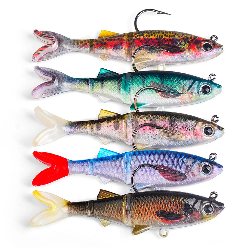 

1pcs Soft Tail Fishing Bait 8cm-13cm 8.2g-26.7g Silicone Simulation Lifelike Lure Swimbait Lead Jig hook for Bass dw6093