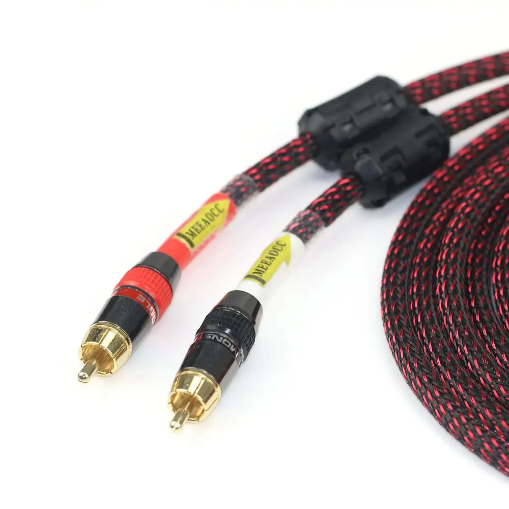 Ograniczony czas oferują 5N OFC kabel audio 2RCA do 2RCA czerwony i biały lotos wtyczka sygnału kabel wzmacniacza mocy AV CD