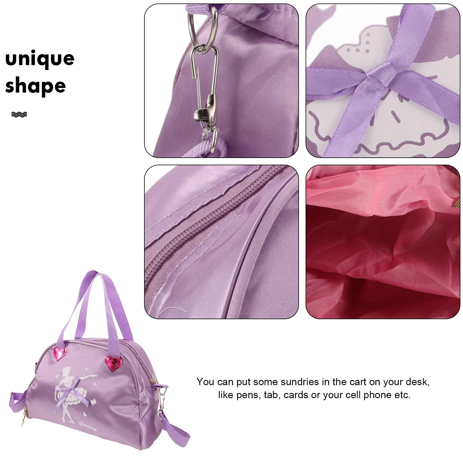 لطيف حقيبة الرقص الباليه النعال القلب الترتر تخزين علب الاغذية منشفة الباليه اكسسوارات أحذية الرقص على ظهره