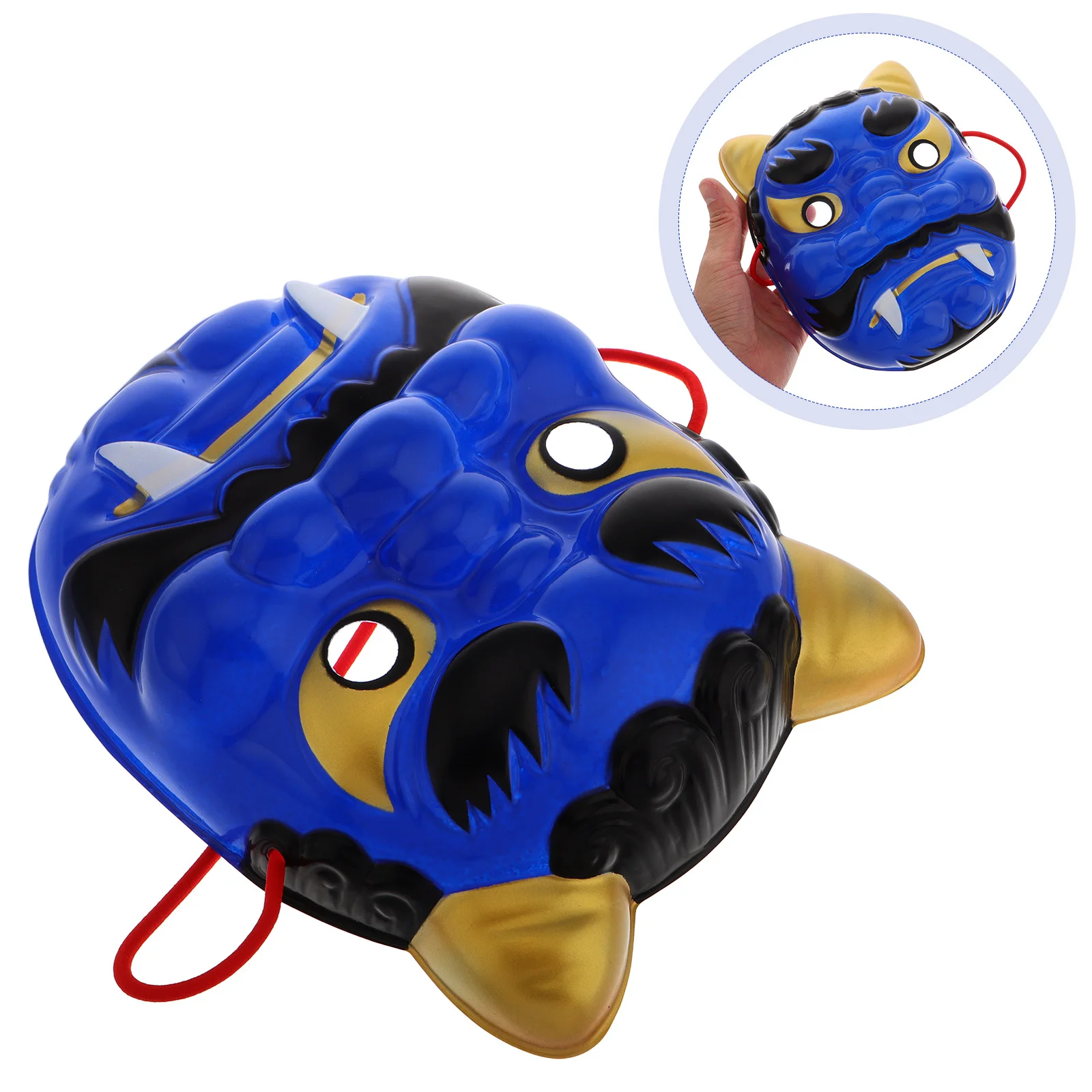 

Blue Demon Mask Japanese Cosplay Plastic Face Cover Lightweight Comfortable for Stage Performance Halloween Festival Party Props