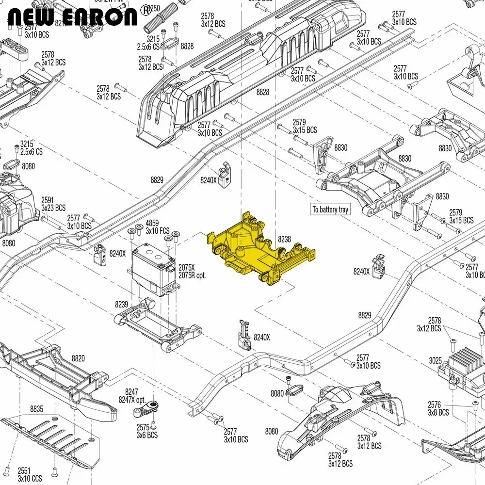 NEUES ENRON Aluminium 91 mm mittleres Getriebe-Chassisbasis 8238 für RC-Car Traxxas TRX4 TRX6 Defender G500 Ford unmontiertes Kit