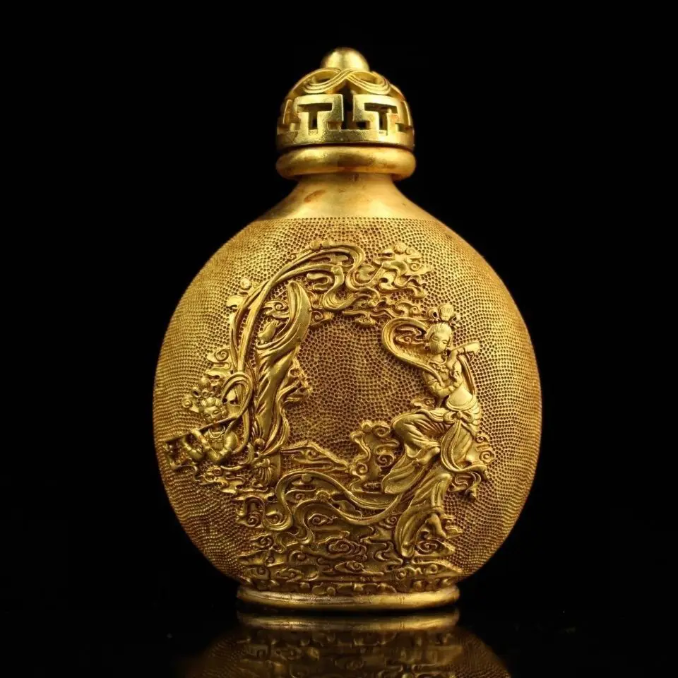 Retro Flying Apsaras & Court Ladies Relief Pattern Snuff Bottle mini bottle