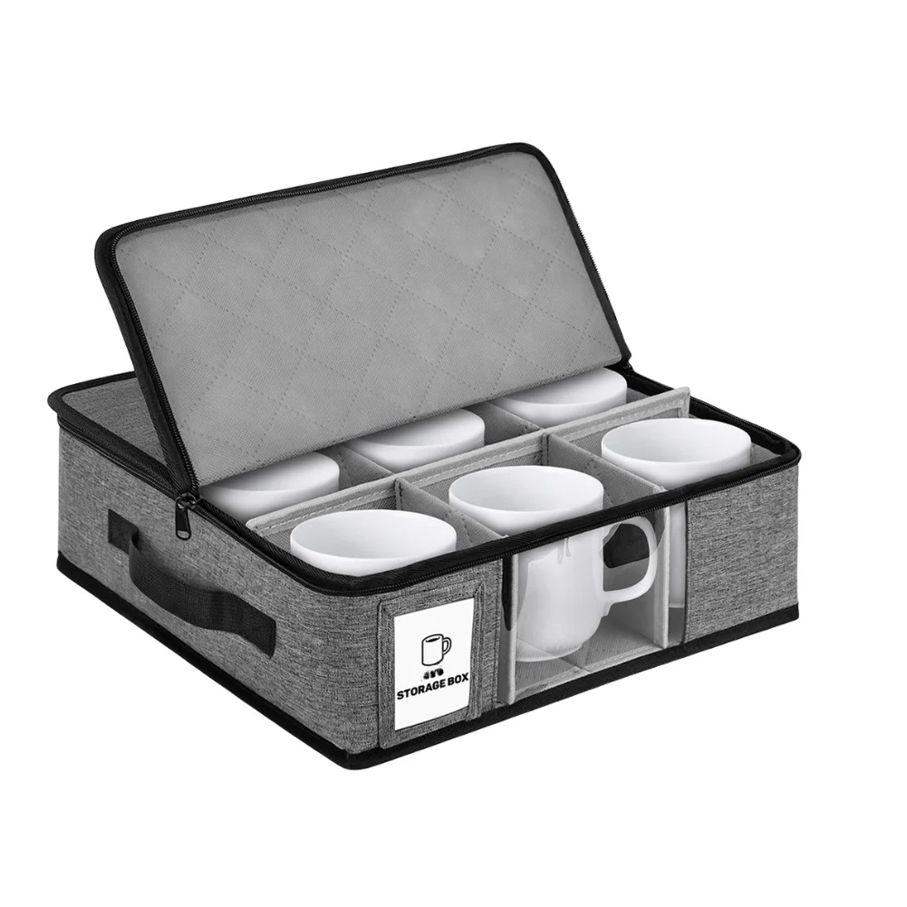 Foldable Coffee Cup Organizer Box with Clear Window Dual Zipper Sturdy Oxford Cloth and Built In Carrying Handles