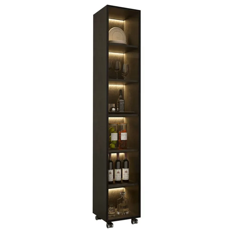 Kitchen crevice shelves, floor-to-ceiling multi-layer refrigerator crevice narrow cabinets, glass doors, microwave ovens,