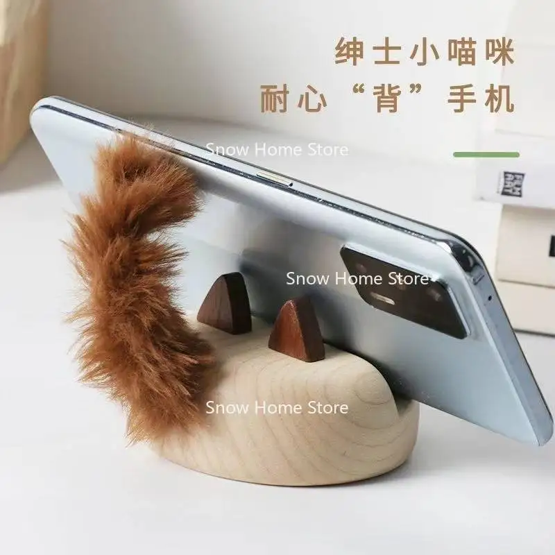 Creative Squirrel with Plush Tail, A Multi-purpose Mobile Phone, Tablet Stand, Desktop Creative Ornament Gift