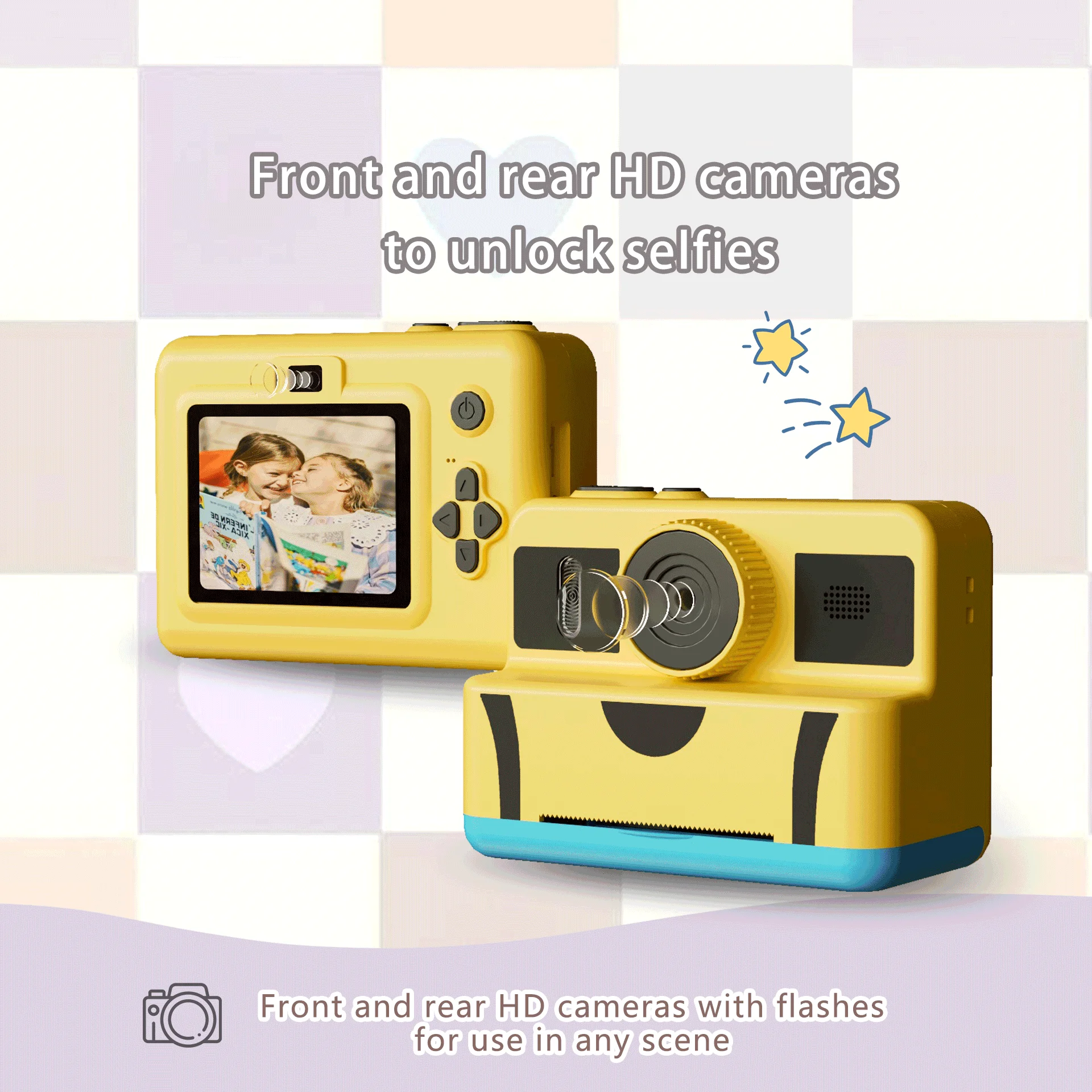 Kids instant camera digital camera with flash light Christmas gifts for kids aged 3-12 years old Zero ink printing camera