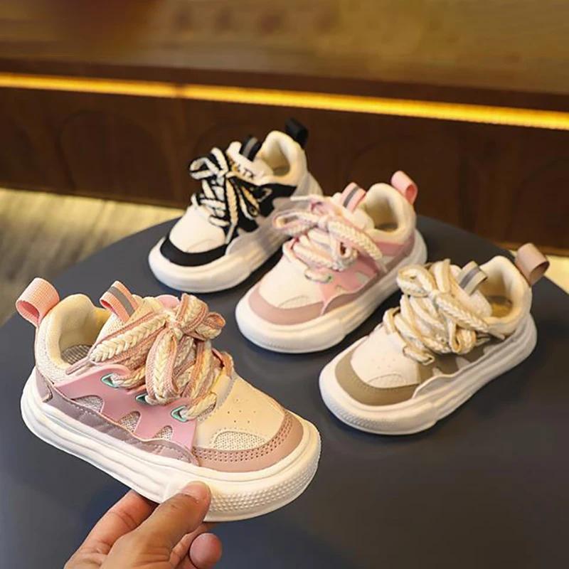 Sepatu olahraga anak, sepatu olahraga musim semi anak perempuan anak laki-laki dapat bernafas Sneakers untuk anak-anak, sepatu lari luar ruangan, sepatu balita flat Frenulum