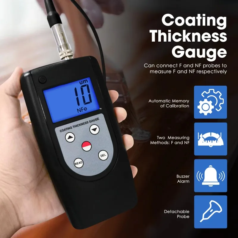 

Heavy Duty Digital Coating Thickness Meter NF Type Eddy Current Probe Micro Coating Tester for Paint Enamel