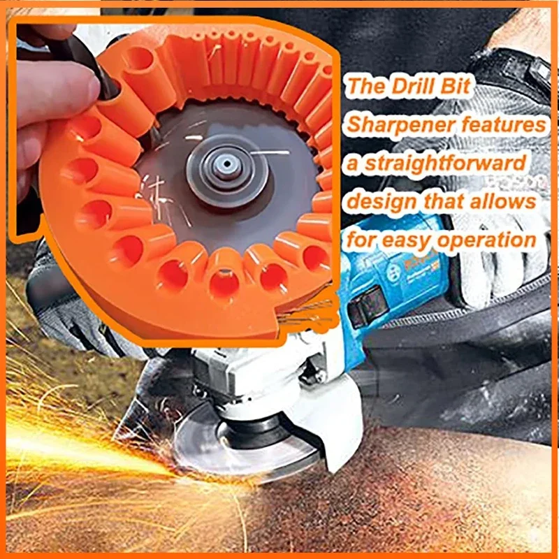 

Anti-Stripping Angle Grinder Drill Bit Sharpener 2-13mm 20 Holes with Metal Thread Inserts Fit 115/125 Grinders Renew Old Bits