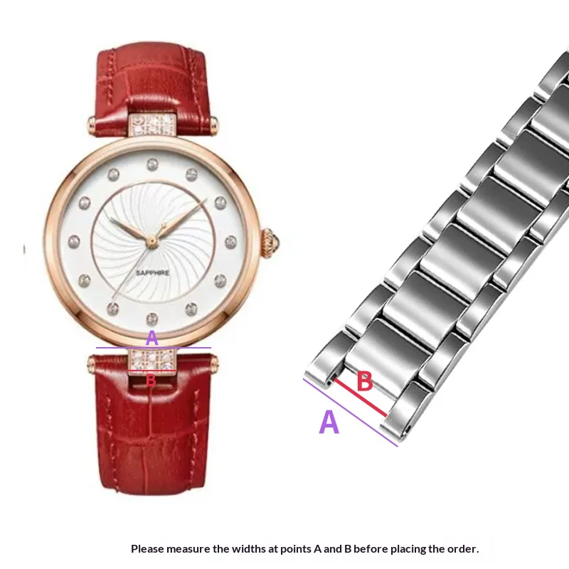 Solid Stainless Steel Watch Band With Recessed Notch,Compatible For Cartier Pasha, MK, Gucci, Citizen, Butterfly Clasp Watch